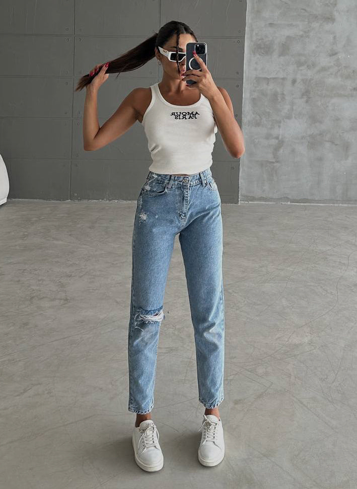 Boyfriend Jeans-destroyed jeans -lässig geschnitten