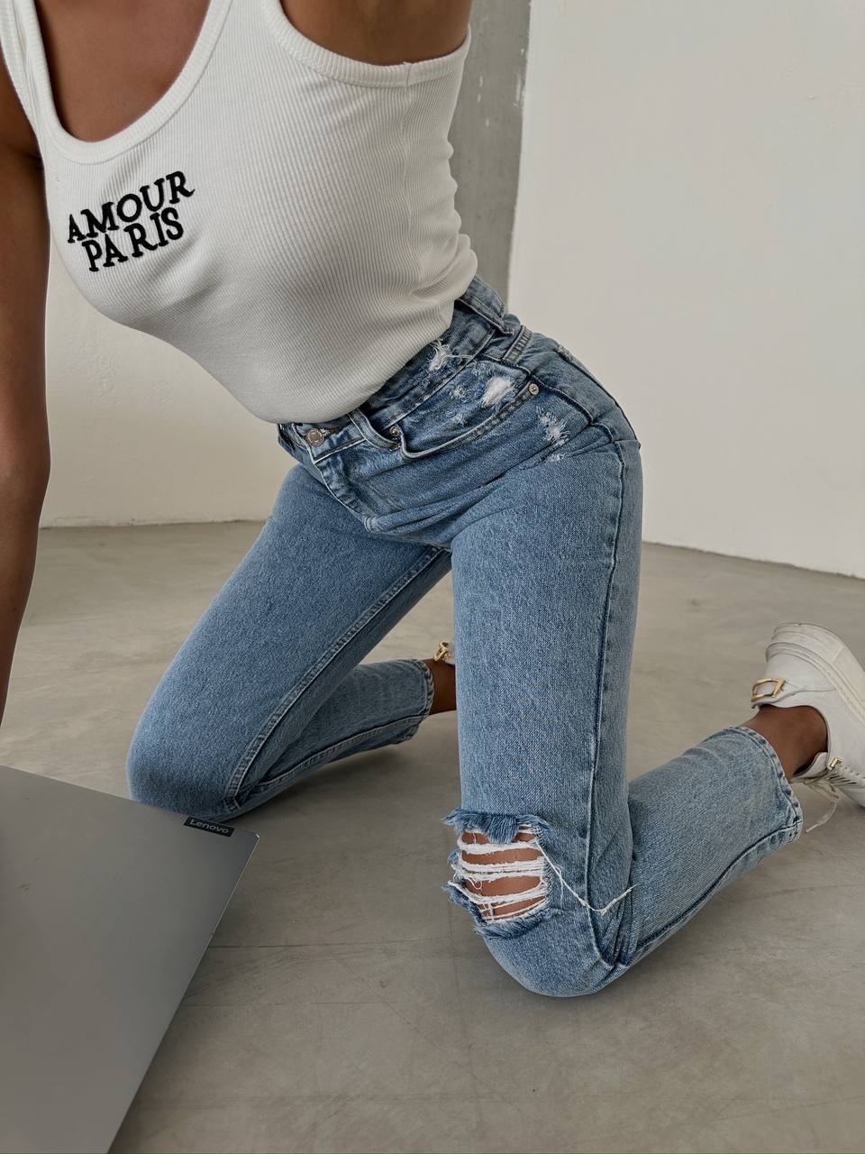 Boyfriend Jeans-destroyed jeans -lässig geschnitten